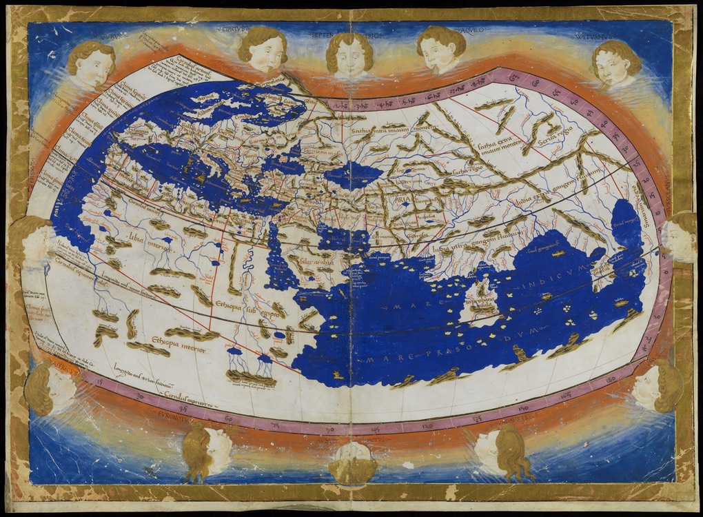 Cosmography by Claudius Ptolemy, an astronomer, geographer, mathematician and astrologer who lived from 90 - 168 AD - 31255889 (1)